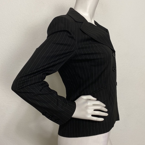 Semantiks Black/White 3 Button Striped Long Sleeve Lapel Blazer Jacket Size 4P - Picture 3 of 8